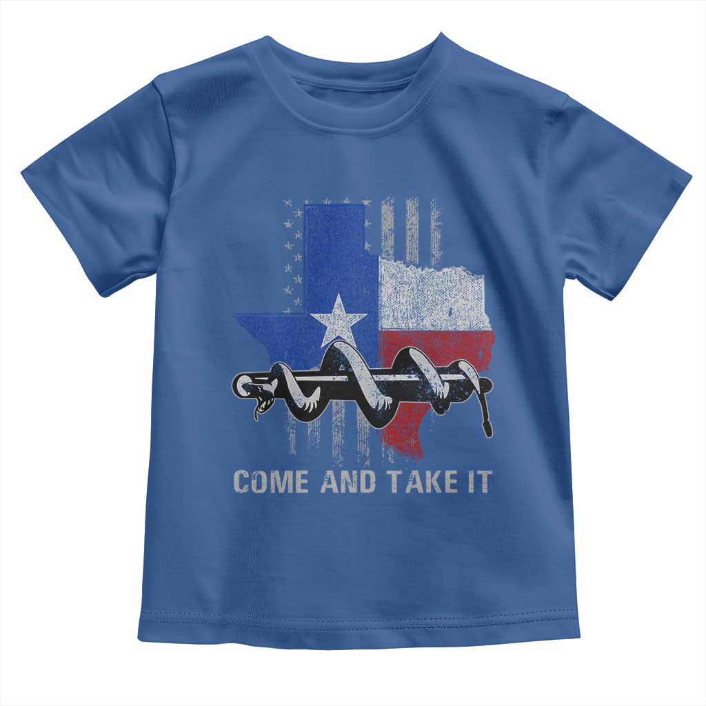 History Of Texas Toddler T Shirt Come And Take It Gonzales Texas Map American Flag TS11 Royal Blue Print Your Wear