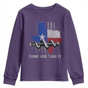 History Of Texas Youth Sweatshirt Come And Take It Gonzales Texas Map American Flag TS11 Purple Print Your Wear