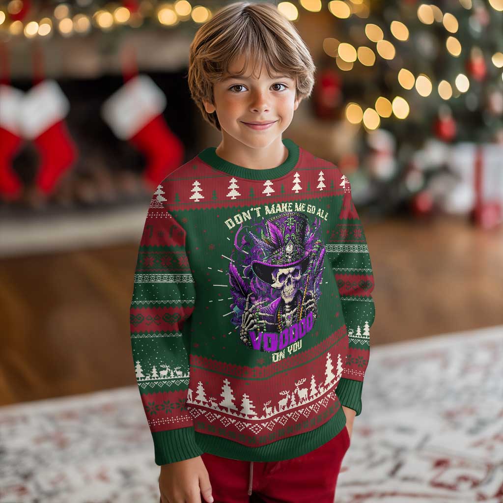 Funny Mardi Gras Voodoo Knit Sweatshirt Don't Make Me Go All Voodoo On You New Orleans Witch Doctor TS11 Christmas Print Your Wear