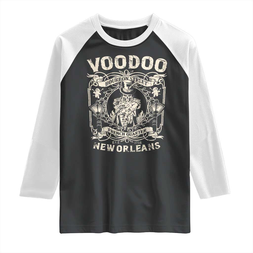 Voodoo Bourbon Street Spooky New Orleans Raglan Shirt Voodoo Doctor TS11 Black White Print Your Wear