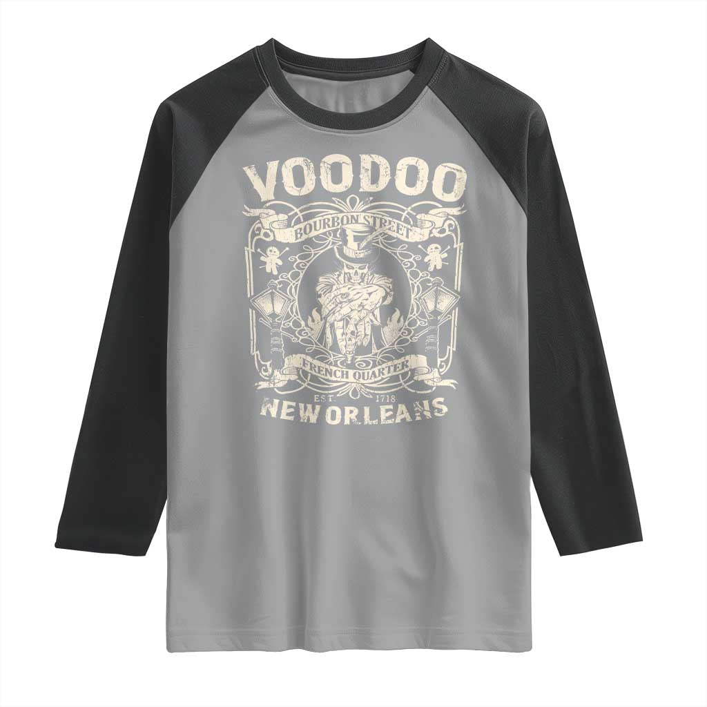 Voodoo Bourbon Street Spooky New Orleans Raglan Shirt Voodoo Doctor TS11 Sport Gray Black Print Your Wear
