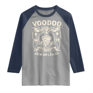 Voodoo Bourbon Street Spooky New Orleans Raglan Shirt Voodoo Doctor TS11 Sport Gray Navy Print Your Wear