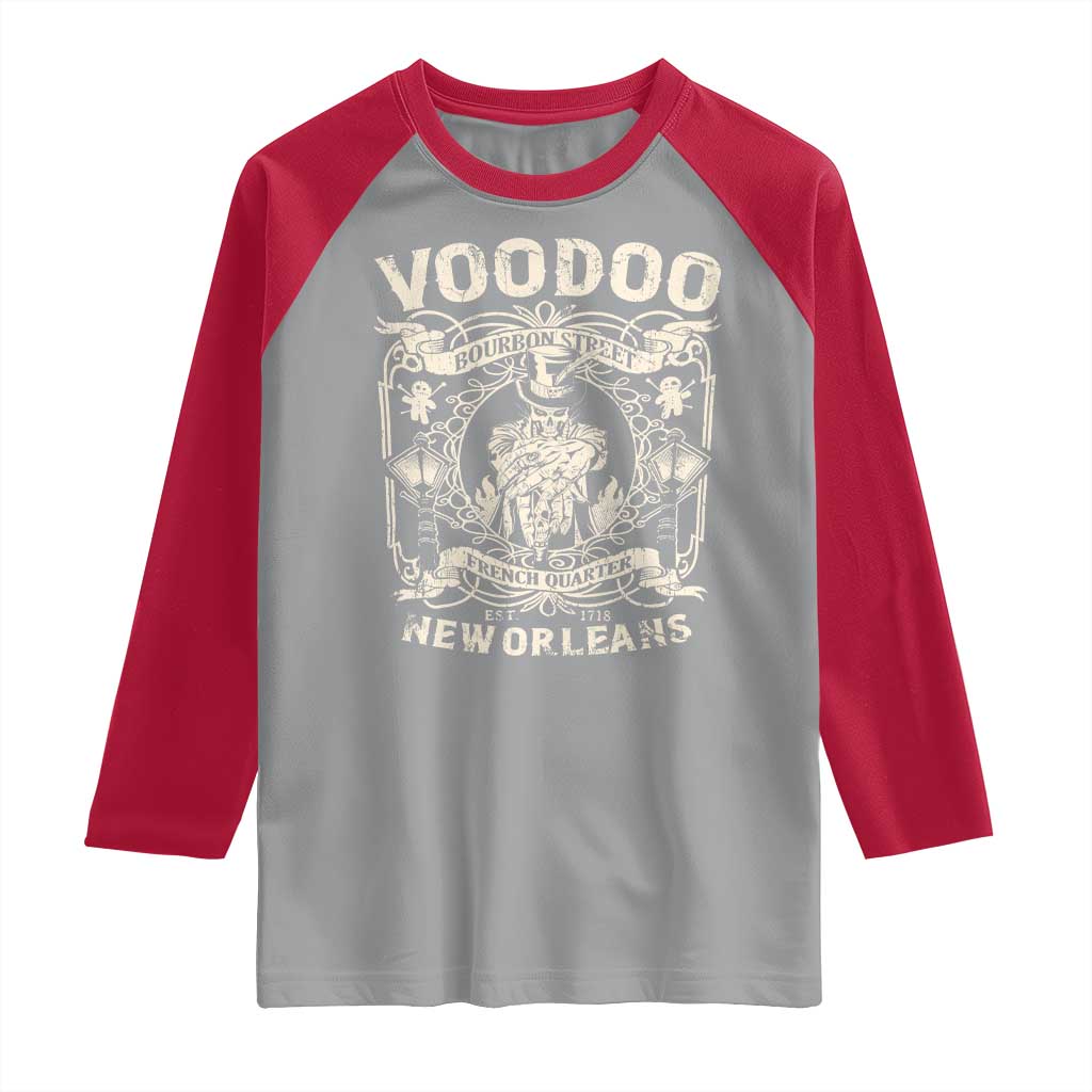Voodoo Bourbon Street Spooky New Orleans Raglan Shirt Voodoo Doctor TS11 Sport Gray Red Print Your Wear