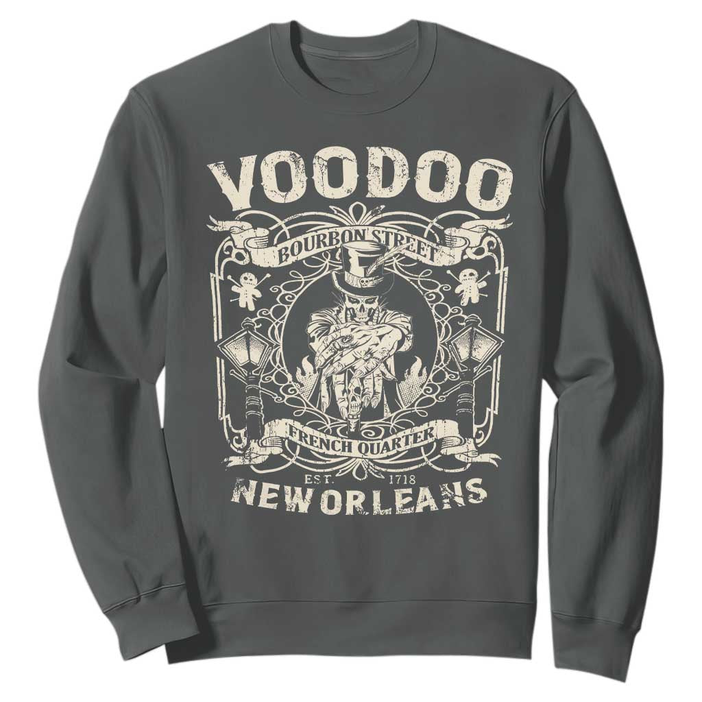 Voodoo Bourbon Street Spooky New Orleans Sweatshirt Voodoo Doctor TS11 Dark Heather Print Your Wear