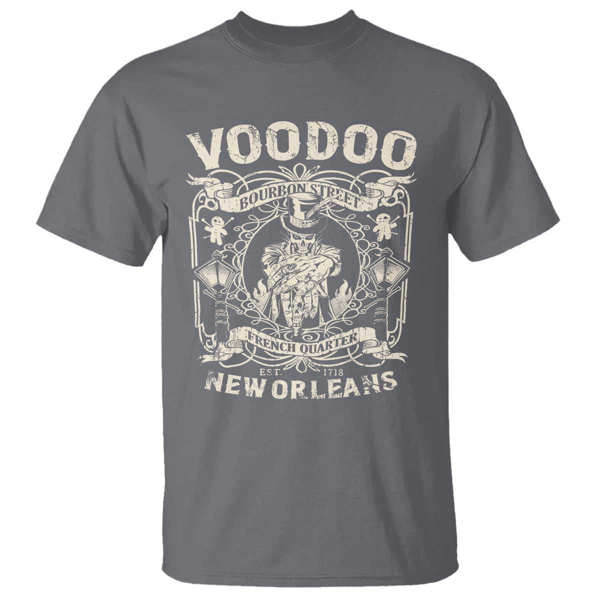 Voodoo Bourbon Street Spooky New Orleans T Shirt Voodoo Doctor TS11 Charcoal Print Your Wear