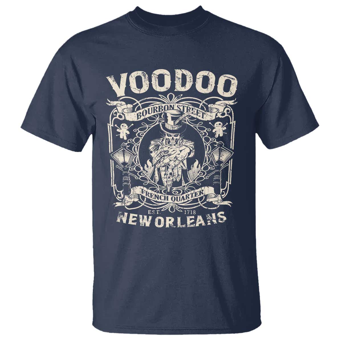 Voodoo Bourbon Street Spooky New Orleans T Shirt Voodoo Doctor TS11 Navy Print Your Wear