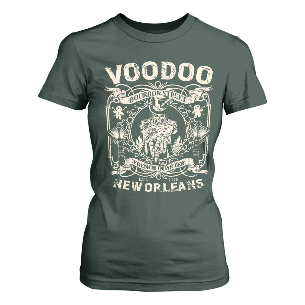 Voodoo Bourbon Street Spooky New Orleans T Shirt For Women Voodoo Doctor TS11 Dark Forest Green Print Your Wear