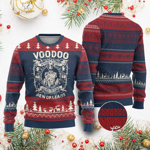 Voodoo Bourbon Street Spooky New Orleans Knit Sweatshirt Voodoo Doctor TS11 Burgundy Print Your Wear