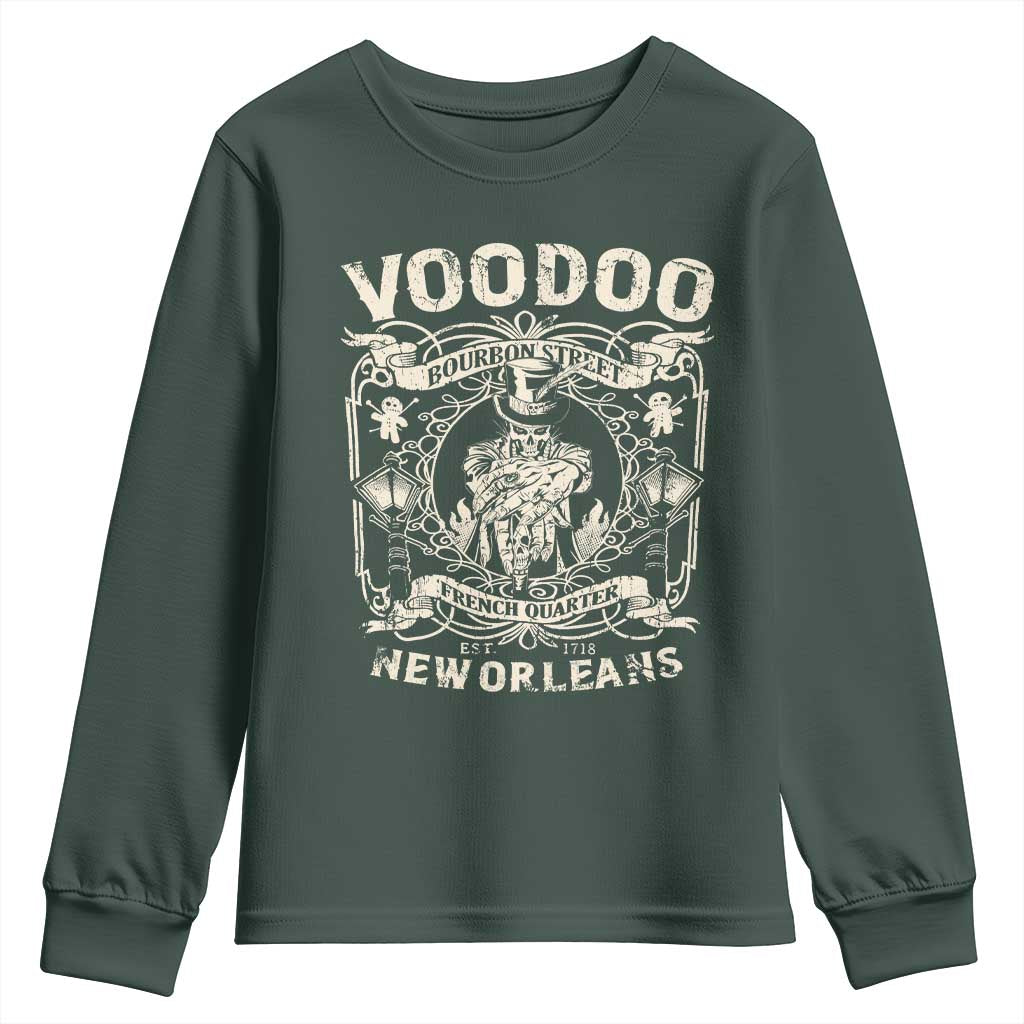 Voodoo Bourbon Street Spooky New Orleans Youth Sweatshirt Voodoo Doctor TS11 Dark Forest Green Print Your Wear