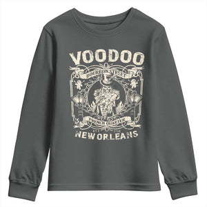 Voodoo Bourbon Street Spooky New Orleans Youth Sweatshirt Voodoo Doctor TS11 Dark Heather Print Your Wear