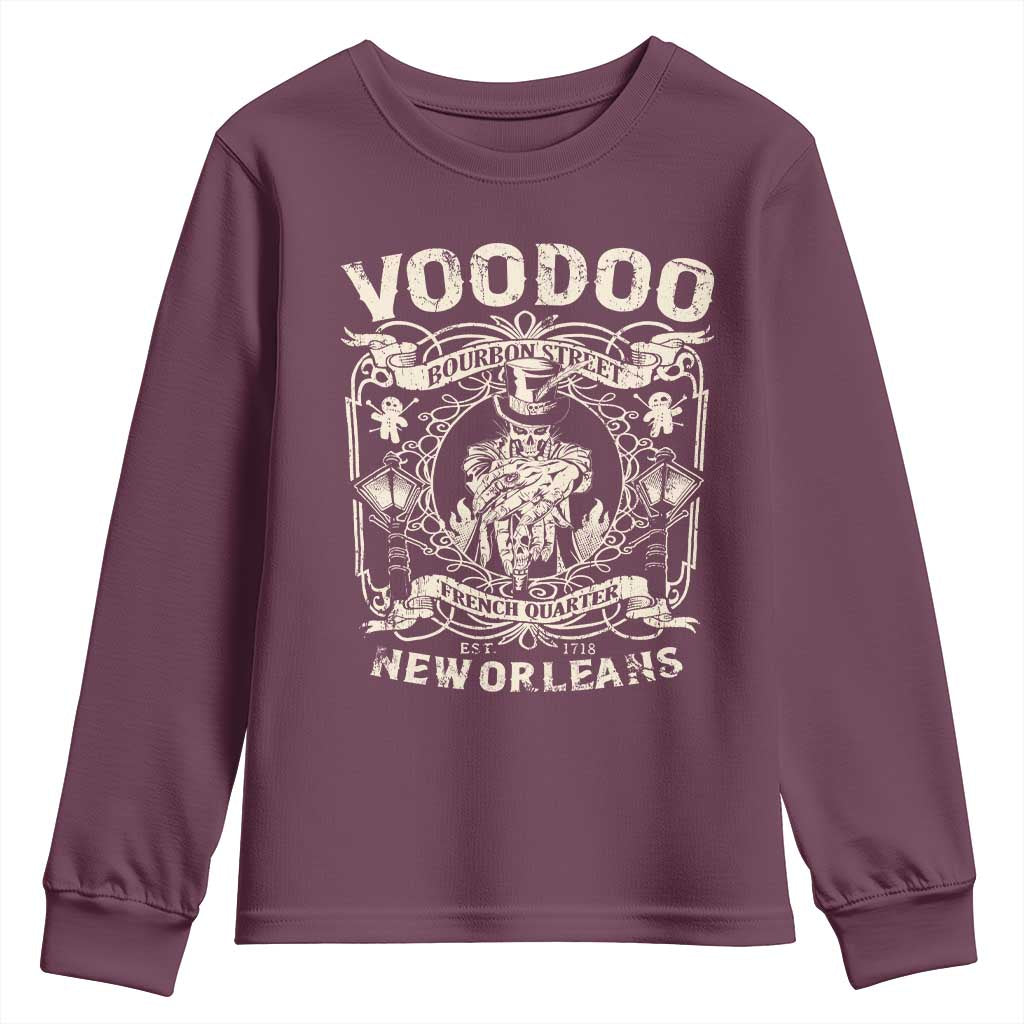Voodoo Bourbon Street Spooky New Orleans Youth Sweatshirt Voodoo Doctor TS11 Maroon Print Your Wear