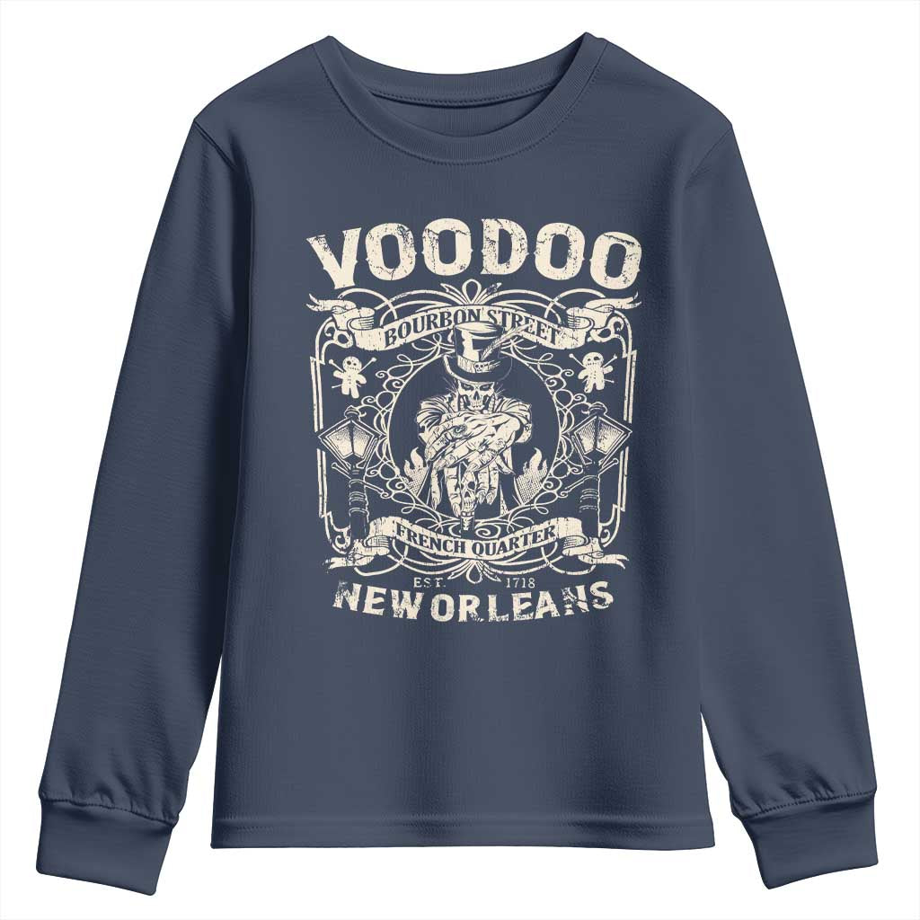 Voodoo Bourbon Street Spooky New Orleans Youth Sweatshirt Voodoo Doctor TS11 Navy Print Your Wear