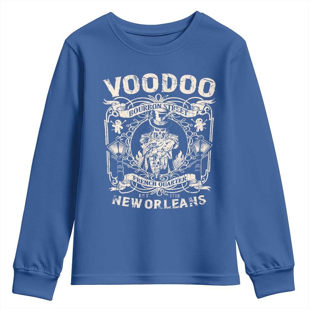 Voodoo Bourbon Street Spooky New Orleans Youth Sweatshirt Voodoo Doctor TS11 Royal Blue Print Your Wear