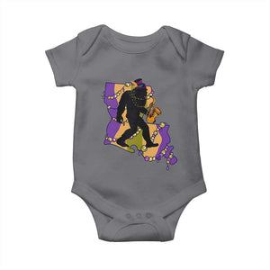 Funny Bigfoot Mardi Gras Louisiana Map Jazz Music Baby Onesie TS11 Charcoal Print Your Wear