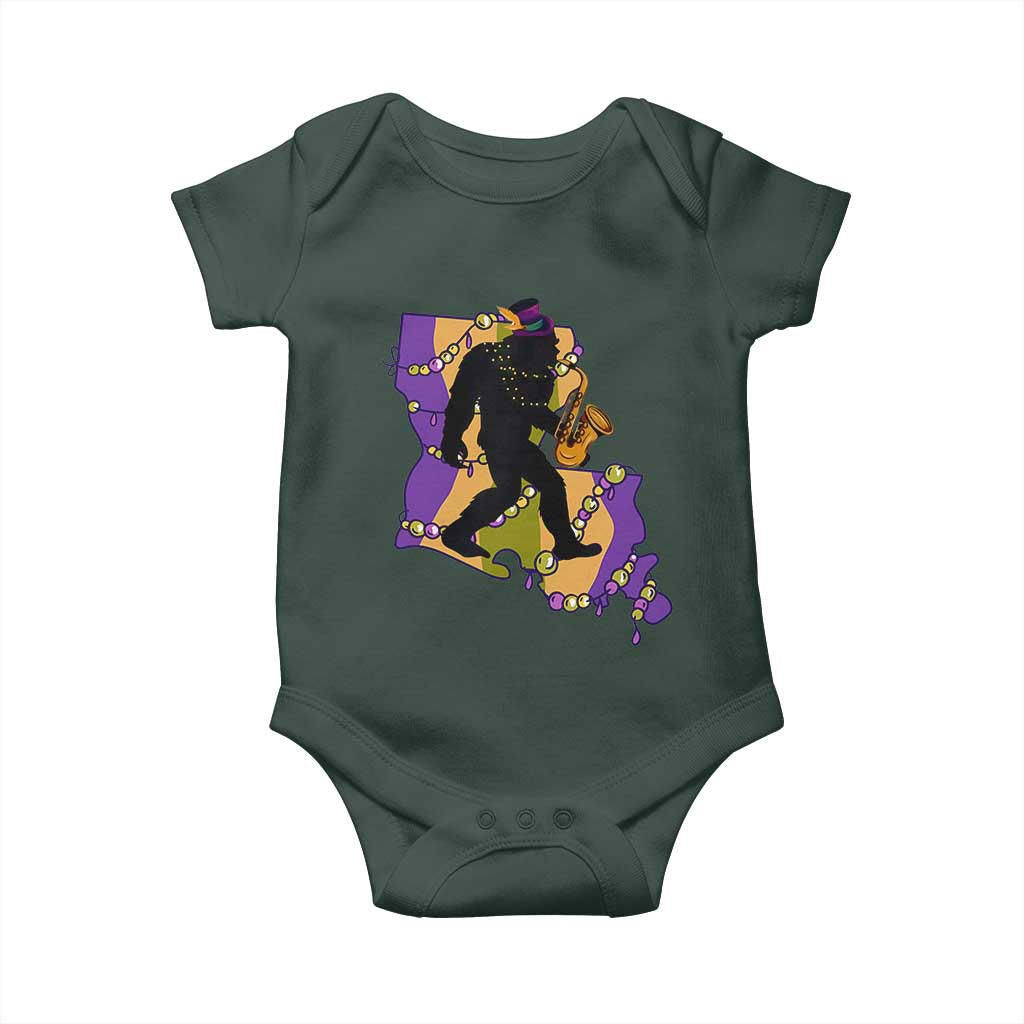 Funny Bigfoot Mardi Gras Louisiana Map Jazz Music Baby Onesie TS11 Print Your Wear
