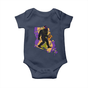 Funny Bigfoot Mardi Gras Louisiana Map Jazz Music Baby Onesie TS11 Navy Print Your Wear