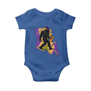 Funny Bigfoot Mardi Gras Louisiana Map Jazz Music Baby Onesie TS11 Royal Blue Print Your Wear