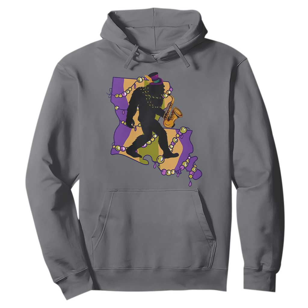 Funny Bigfoot Mardi Gras Louisiana Map Jazz Music Hoodie TS11 Charcoal Print Your Wear