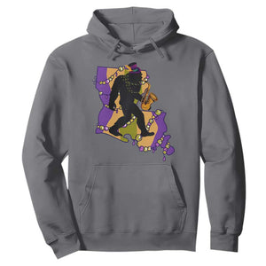 Funny Bigfoot Mardi Gras Louisiana Map Jazz Music Hoodie TS11 Charcoal Print Your Wear