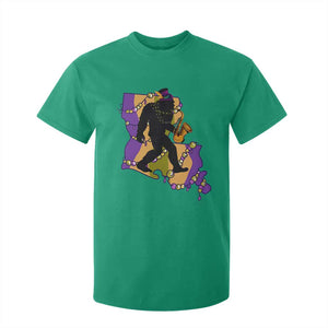 Funny Bigfoot Mardi Gras Louisiana Map Jazz Music T Shirt For Kid TS11 Irish Green Print Your Wear
