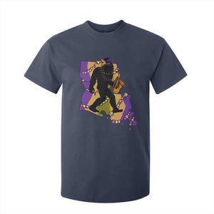 Funny Bigfoot Mardi Gras Louisiana Map Jazz Music T Shirt For Kid TS11 Navy Print Your Wear