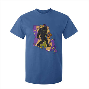 Funny Bigfoot Mardi Gras Louisiana Map Jazz Music T Shirt For Kid TS11 Royal Blue Print Your Wear