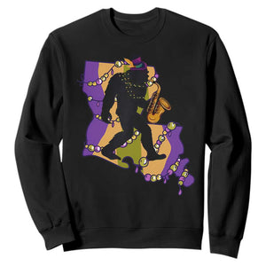 Funny Bigfoot Mardi Gras Louisiana Map Jazz Music Sweatshirt TS11 Black Print Your Wear