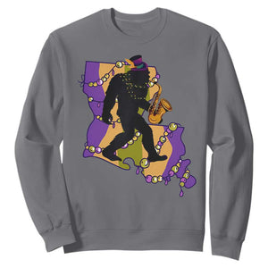 Funny Bigfoot Mardi Gras Louisiana Map Jazz Music Sweatshirt TS11 Charcoal Print Your Wear
