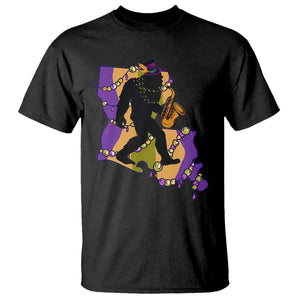 Funny Bigfoot Mardi Gras Louisiana Map Jazz Music T Shirt TS11 Black Print Your Wear