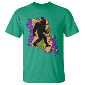 Funny Bigfoot Mardi Gras Louisiana Map Jazz Music T Shirt TS11 Irish Green Print Your Wear