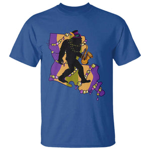 Funny Bigfoot Mardi Gras Louisiana Map Jazz Music T Shirt TS11 Royal Blue Print Your Wear