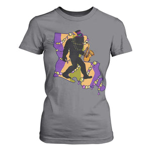 Funny Bigfoot Mardi Gras Louisiana Map Jazz Music T Shirt For Women TS11 Charcoal Print Your Wear