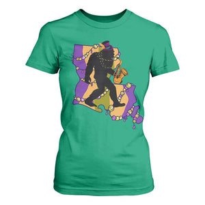 Funny Bigfoot Mardi Gras Louisiana Map Jazz Music T Shirt For Women TS11 Irish Green Print Your Wear
