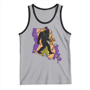 Funny Bigfoot Mardi Gras Louisiana Map Jazz Music Tank Top TS11 Athletic Heather Black Print Your Wear