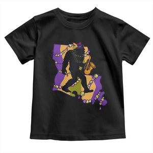 Funny Bigfoot Mardi Gras Louisiana Map Jazz Music Toddler T Shirt TS11 Black Print Your Wear