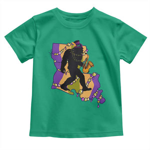 Funny Bigfoot Mardi Gras Louisiana Map Jazz Music Toddler T Shirt TS11 Irish Green Print Your Wear