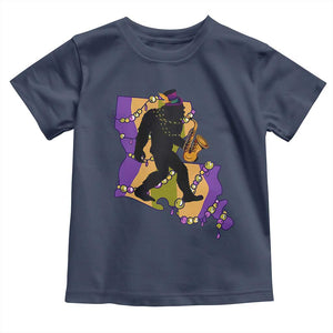 Funny Bigfoot Mardi Gras Louisiana Map Jazz Music Toddler T Shirt TS11 Navy Print Your Wear