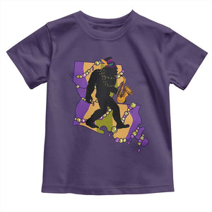 Funny Bigfoot Mardi Gras Louisiana Map Jazz Music Toddler T Shirt TS11 Purple Print Your Wear
