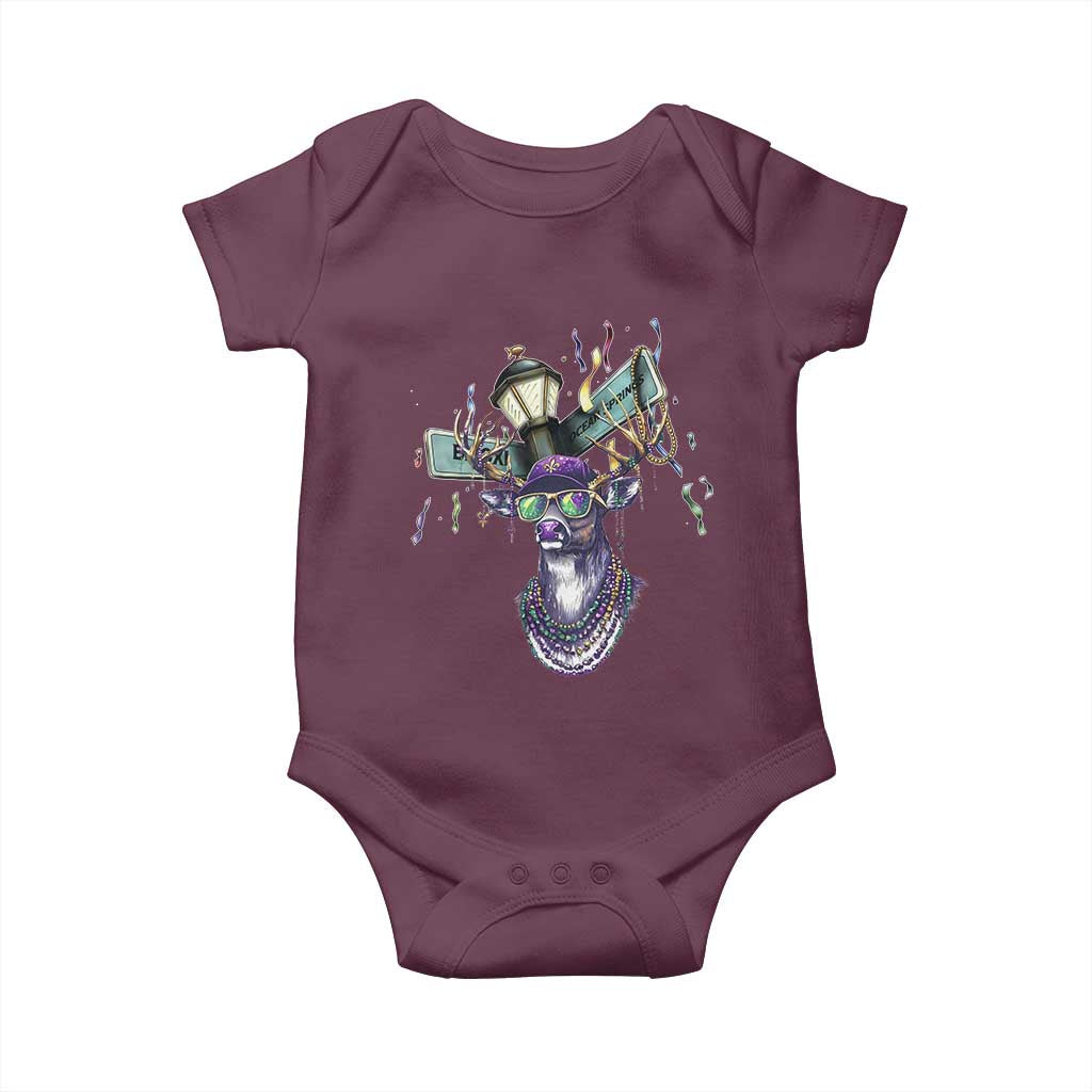 Funny Mardi Gras Mississippi Deer Baby Onesie Biloxi Ocean Springs Carnival TS11 Maroon Print Your Wear
