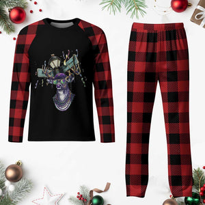 Funny Mardi Gras Mississippi Deer Plaid Pajama Set Biloxi Ocean Springs Carnival TS11 Buffalo Plaid Print Your Wear
