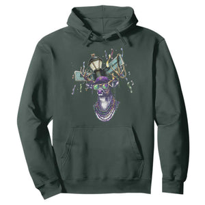 Funny Mardi Gras Mississippi Deer Hoodie Biloxi Ocean Springs Carnival TS11 Dark Forest Green Print Your Wear