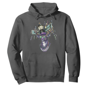 Funny Mardi Gras Mississippi Deer Hoodie Biloxi Ocean Springs Carnival TS11 Dark Heather Print Your Wear