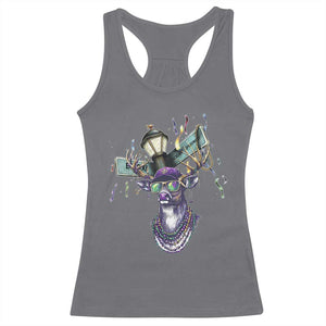 Funny Mardi Gras Mississippi Deer Racerback Tank Top Biloxi Ocean Springs Carnival TS11 Charcoal Print Your Wear