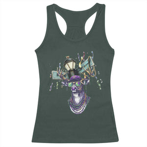 Funny Mardi Gras Mississippi Deer Racerback Tank Top Biloxi Ocean Springs Carnival TS11 Dark Forest Green Print Your Wear