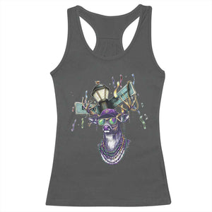 Funny Mardi Gras Mississippi Deer Racerback Tank Top Biloxi Ocean Springs Carnival TS11 Dark Heather Print Your Wear