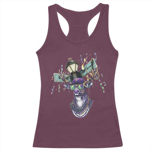 Funny Mardi Gras Mississippi Deer Racerback Tank Top Biloxi Ocean Springs Carnival TS11 Maroon Print Your Wear