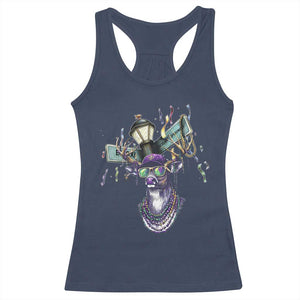 Funny Mardi Gras Mississippi Deer Racerback Tank Top Biloxi Ocean Springs Carnival TS11 Navy Print Your Wear