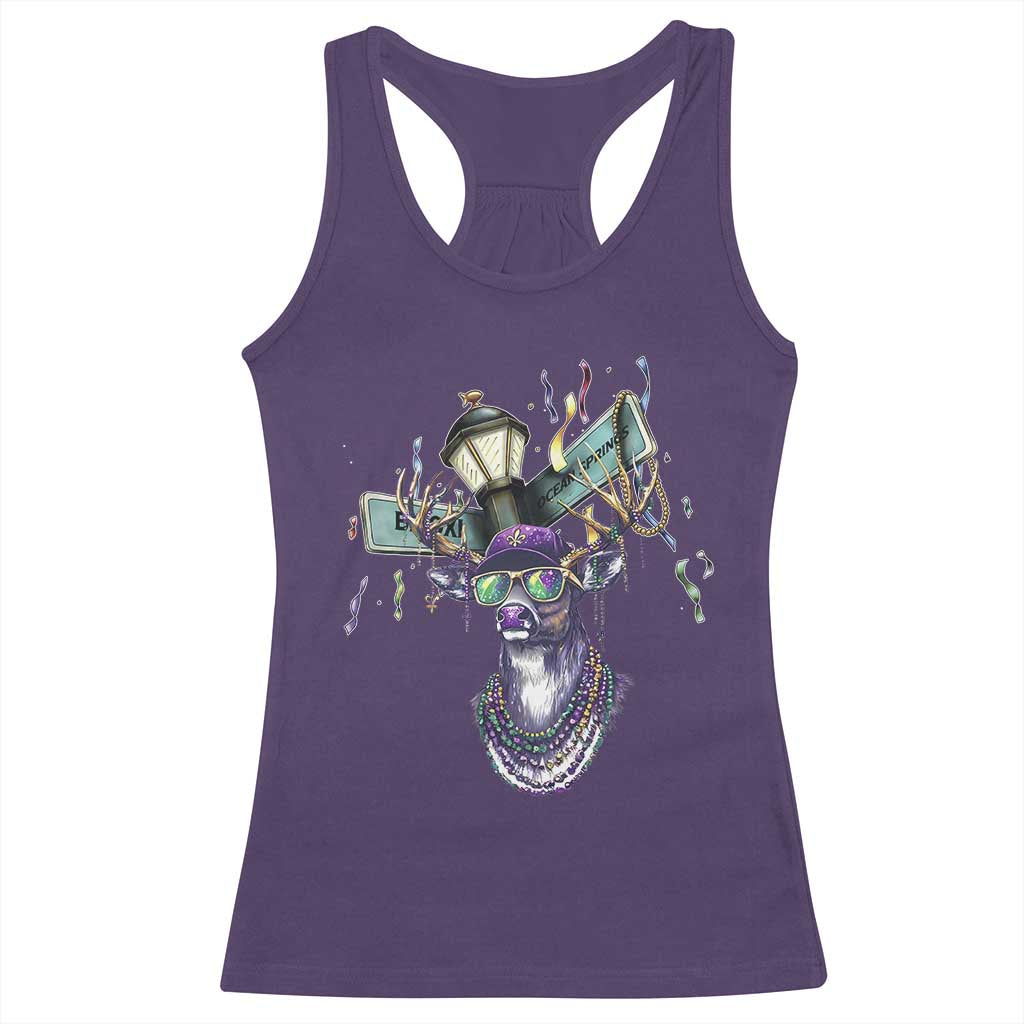 Funny Mardi Gras Mississippi Deer Racerback Tank Top Biloxi Ocean Springs Carnival TS11 Purple Print Your Wear
