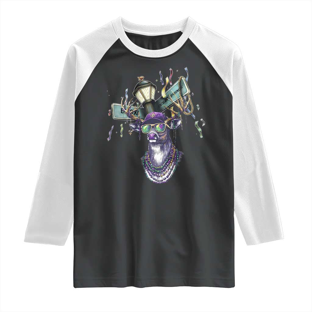 Funny Mardi Gras Mississippi Deer Raglan Shirt Biloxi Ocean Springs Carnival TS11 Black White Print Your Wear
