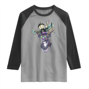 Funny Mardi Gras Mississippi Deer Raglan Shirt Biloxi Ocean Springs Carnival TS11 Sport Gray Black Print Your Wear